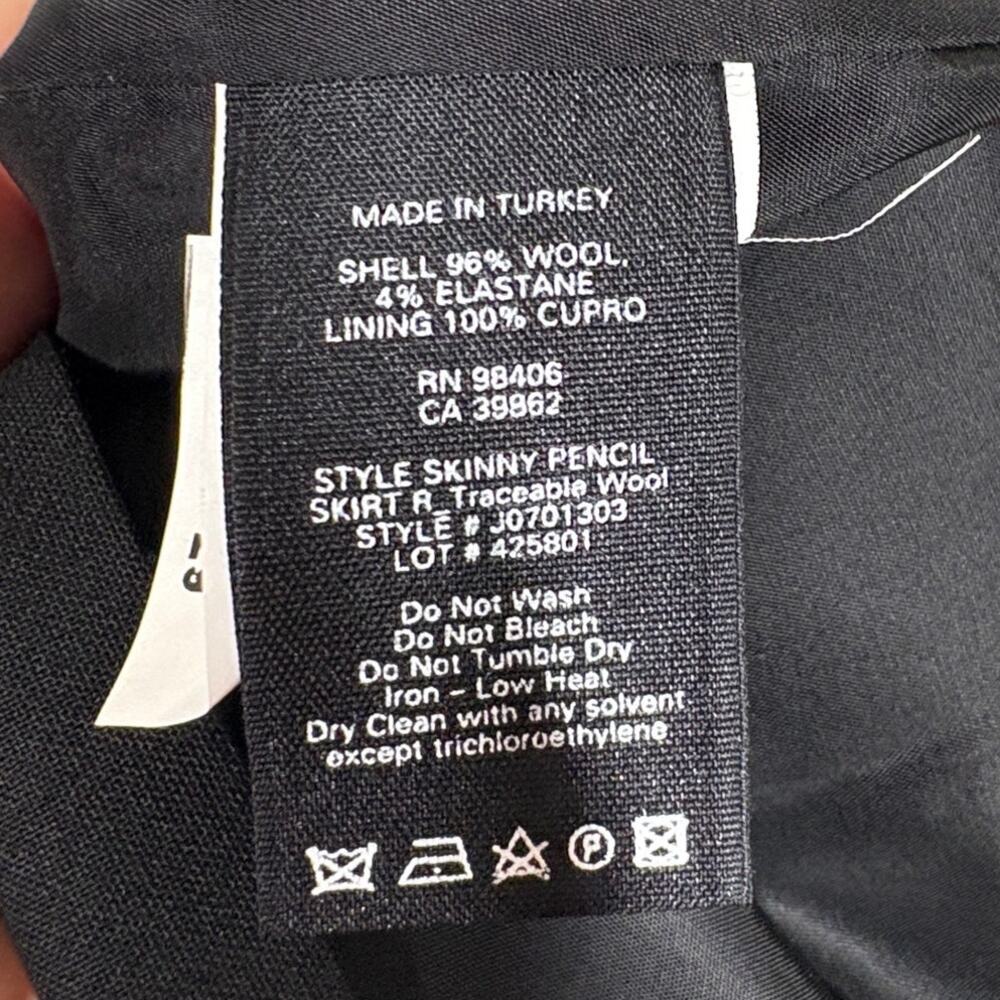 Theory Womens Size 0 Skinny Pencil Skirt Black Wool Blend Stretch Back Career - Picture 7 of 9